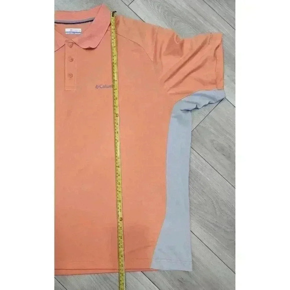 Columbia Omnishade Mens PolonShort Sleeve Shirt XXL Orange Sherbet & Grey‎ - Picture 7 of 8